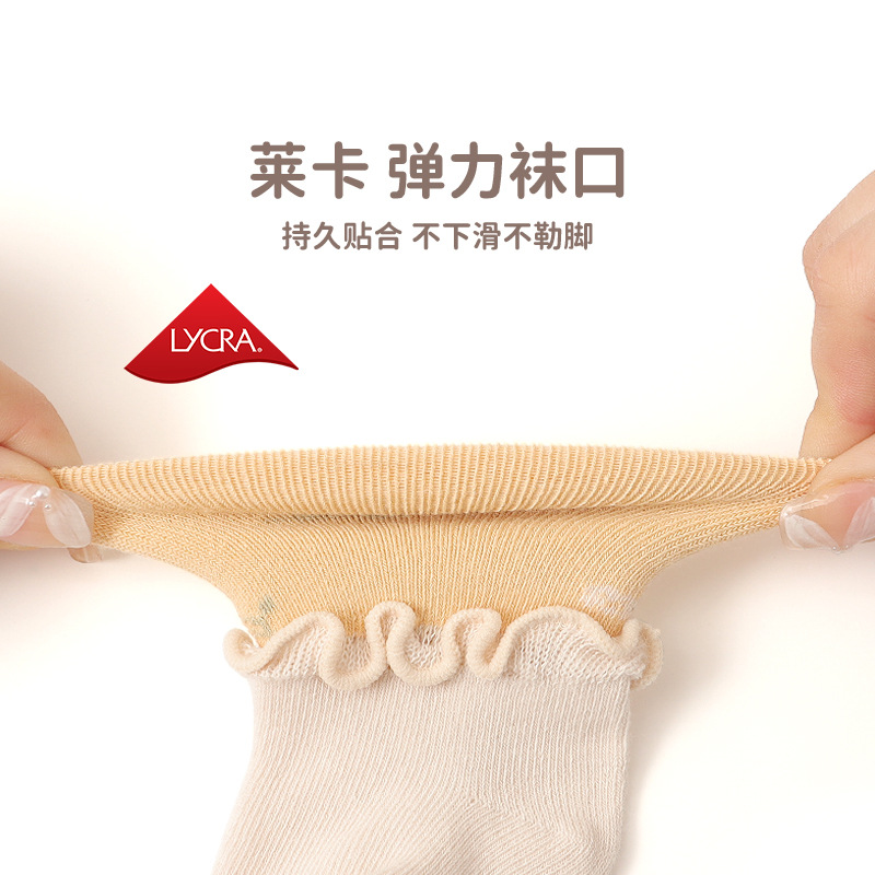 2024 primavera nuevos productos calcetines para bebés, encaje de hongos, boca ancha, piernas no estiradas, calcetines de tubo para bebés recién nacidos, calcetines de algodón deshuesados