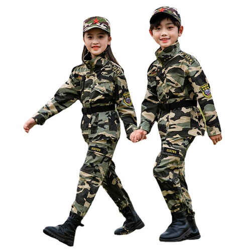 Children's camouflage summer clothing, primary school students' summer camp, long-sleeved military training uniform, spring and autumn kindergarten performance uniform, special forces.