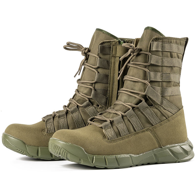 New high-top combat boots Green desert boots Brown boots Light combat boots Training boots_voghion.com