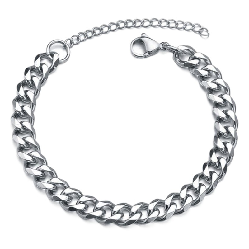 European and American Hip-Hop Stainless Steel Fashionable Six-Sided Cuban Chain Cross-Border Hot Style Simple Titanium Steel Bracelet for Men