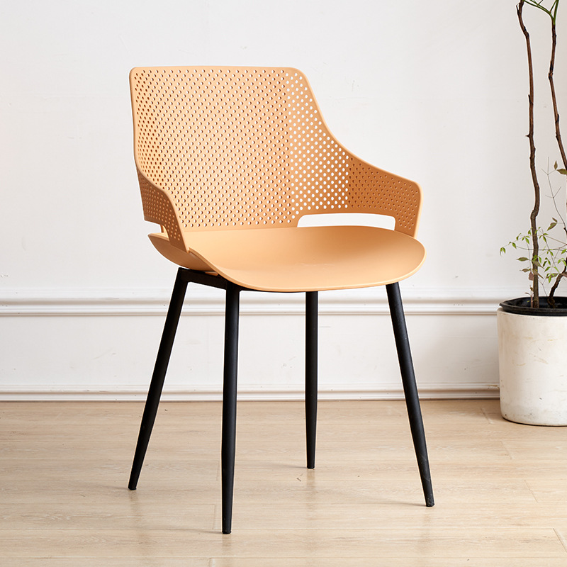 Fuente silla de plástico grueso hogar hierro forjado respaldo de plástico silla de comedor dormitorio tocador silla hueco negociación