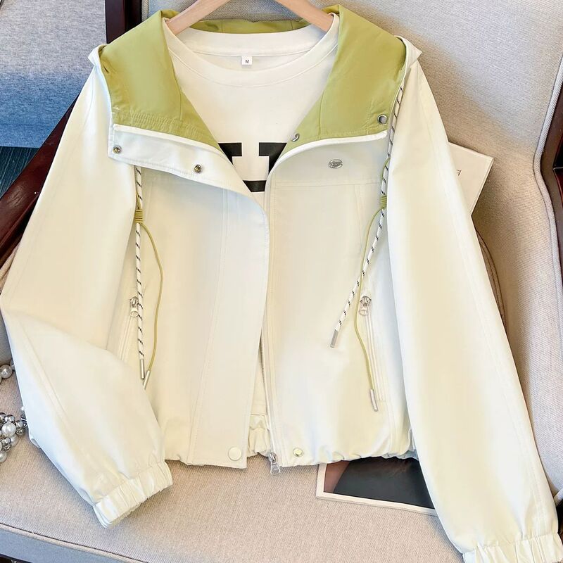 Hong Kong-style hooded jacket for women, 2026 autumn new workwear jacket, fashionable casual top for petite individuals Hong Kong-style hooded jacket for women, 2026 autumn new workwear jacket, fashionable casual top for petite individuals
