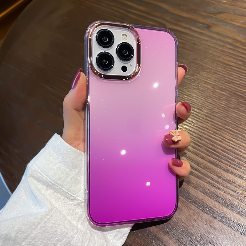 Iphone16携帯ケースフラッシュグラデーションTPUソフトエッジアップル15メッキpcレンズリングi13保護カバーを適用|undefined