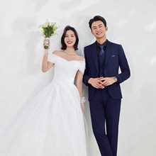 高端新郎弹力西服套装男商务职业正装结婚礼服英伦风修身西装外套