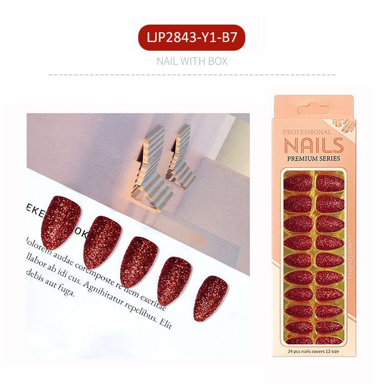Uñas postizas largas europeas y americanas, uñas postizas puntiagudas largas, pegatinas de uñas con diseño de pico de águila, en caja, con brillo mate.