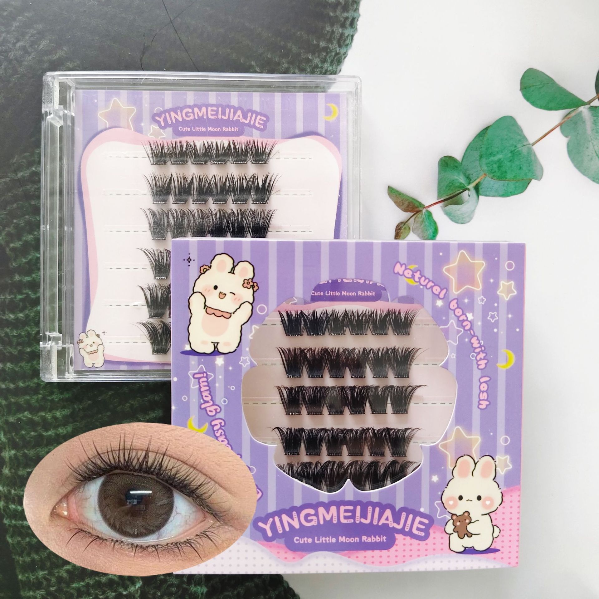 Parillas falsas transfronterizas, pestañas falsas sin pegamento, para juegos de rol, pestañas naturales de un solo racimo, pestañas falsas sin pegamento para principiantes.