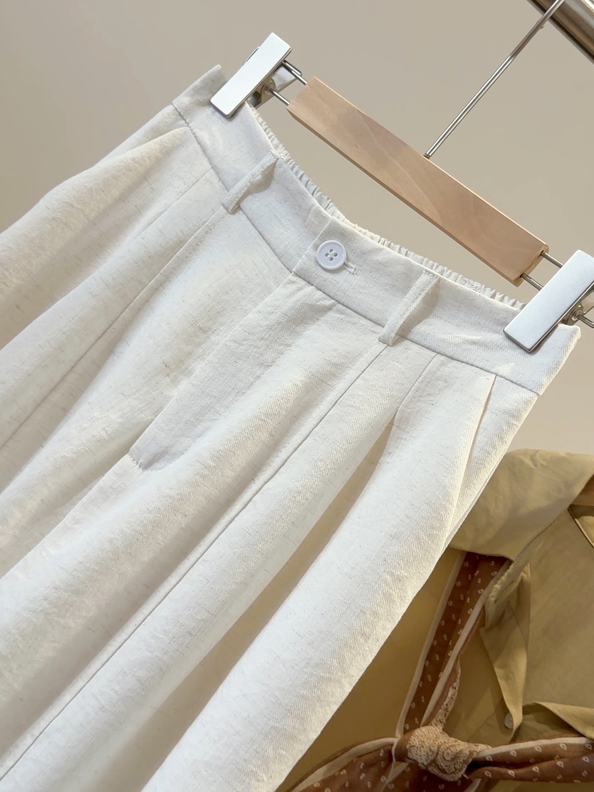 White Cotton Linen Wide Leg Pants Straight Leg Elegant Versatile Loose Slimming Simple Casual Cropped Summer Style_ecoleips.com