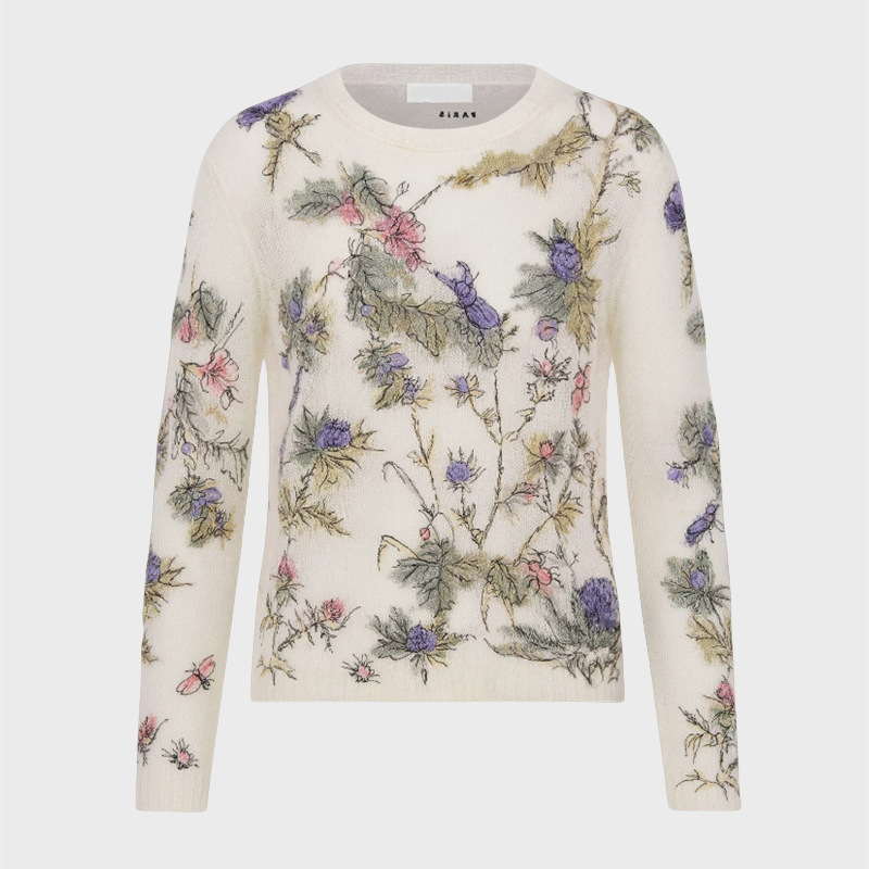 Shenzhen Nanyou Haute Couture 26 New Model Scottish National Flower Plant Floral Letter Embroidery Mohair Top