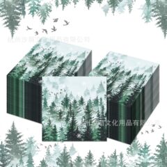 ZJ093 冬の森クリスマス正方形ペーパータオルクリスマスパーティー装飾食器鳥装飾使い捨てペーパータオル