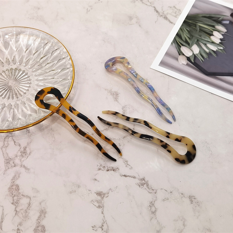 Corea del Sur acetato en forma de U giro horquilla adulto simple elegante palillos hacia fuera decoración pelo accesorios bola cabeza updo