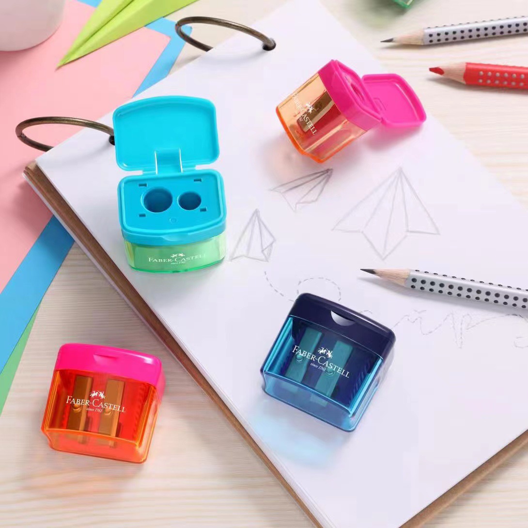 Huibaijia doble agujero sacapuntas 3829 Sacapuntas de lápiz Flip basura pequeño sacapuntas portátil para estudiantes