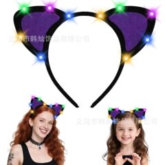 跨境猫咪耳朵发箍万圣节cosplay发光头箍派对可爱发卡装扮道具