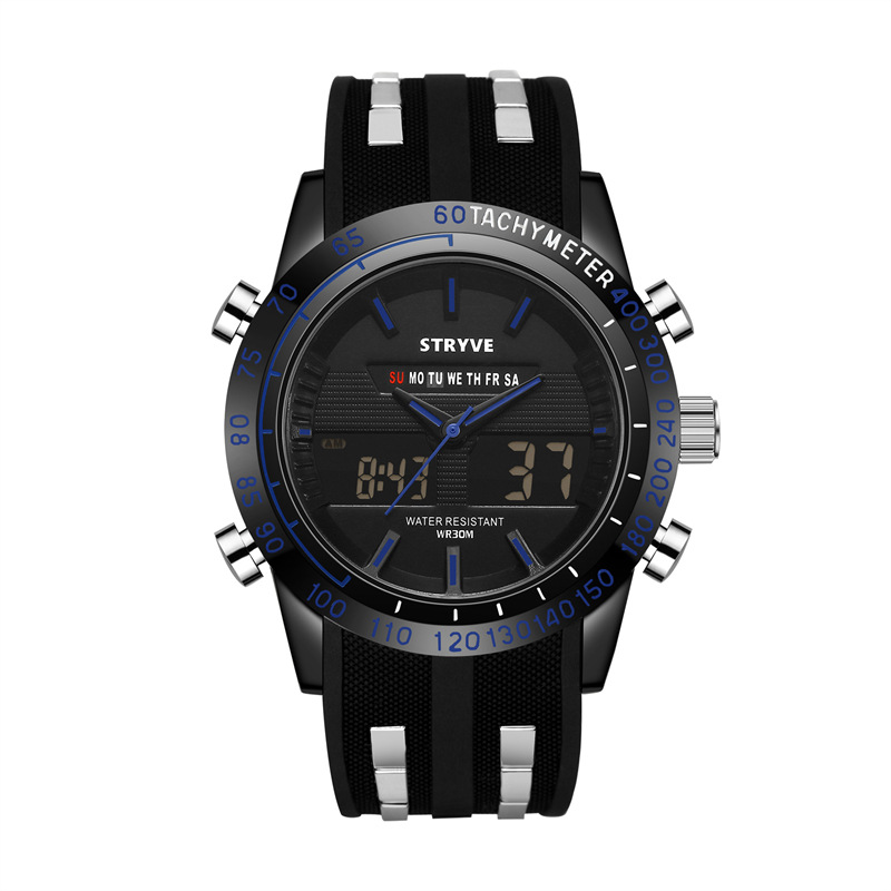 Stryve 8005 deportes impermeable reloj personalizado luminoso sincronización alarma doble pantalla reloj electrónico regalo creativo