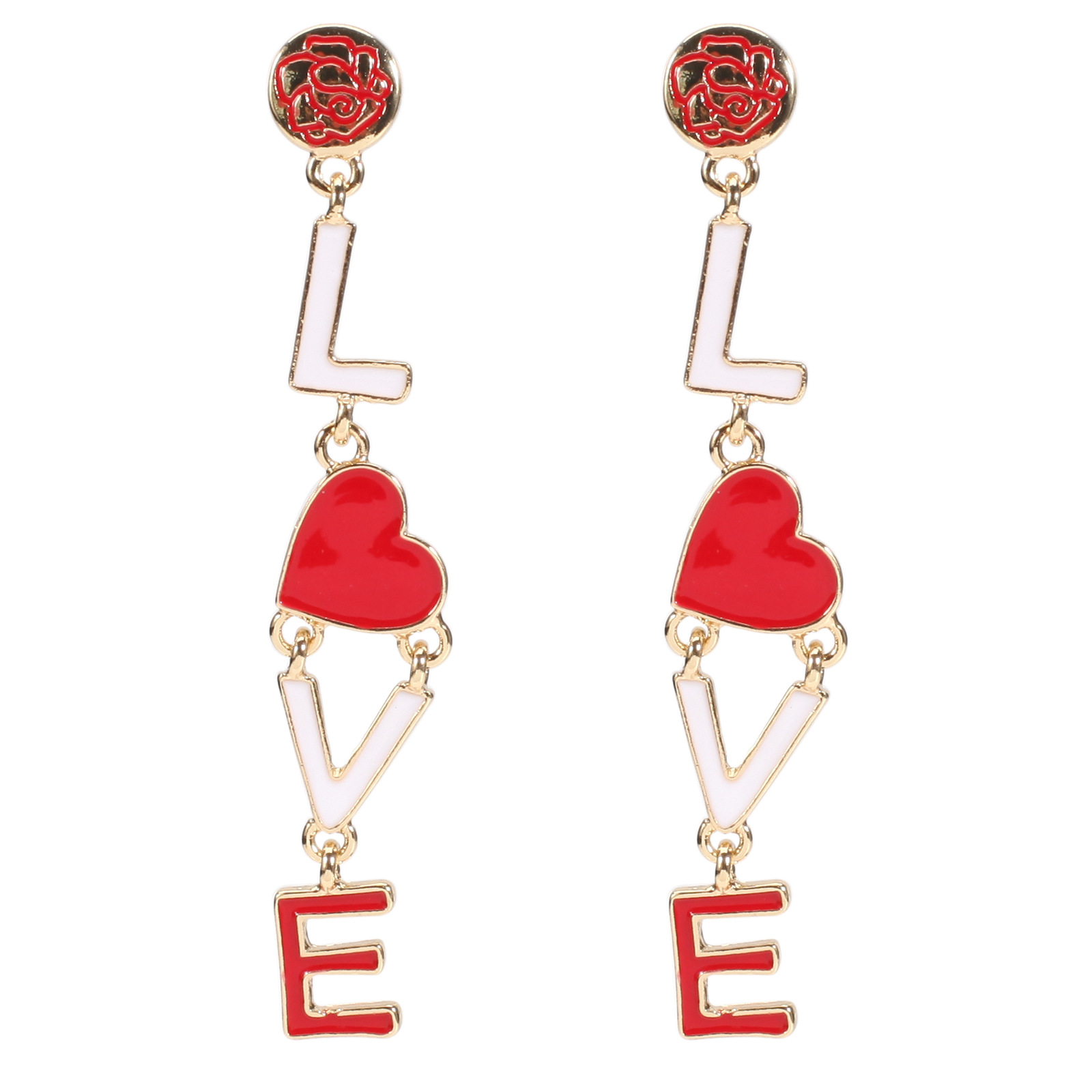 18g Weight Copper Ear Needle Material Rhinestones, Pearl Inlay Material Drop Earrings Classification 1 Pair Quantity Holiday, Daily Occasion Alloy Material Heart Shape Pattern Women's Gender Enamel, Inlay Design IG Style, Sweet Style 1 Pair IG Style Sweet Heart Shape Enamel Inlay Alloy Rhinestones Pearl Drop Earrings 42
