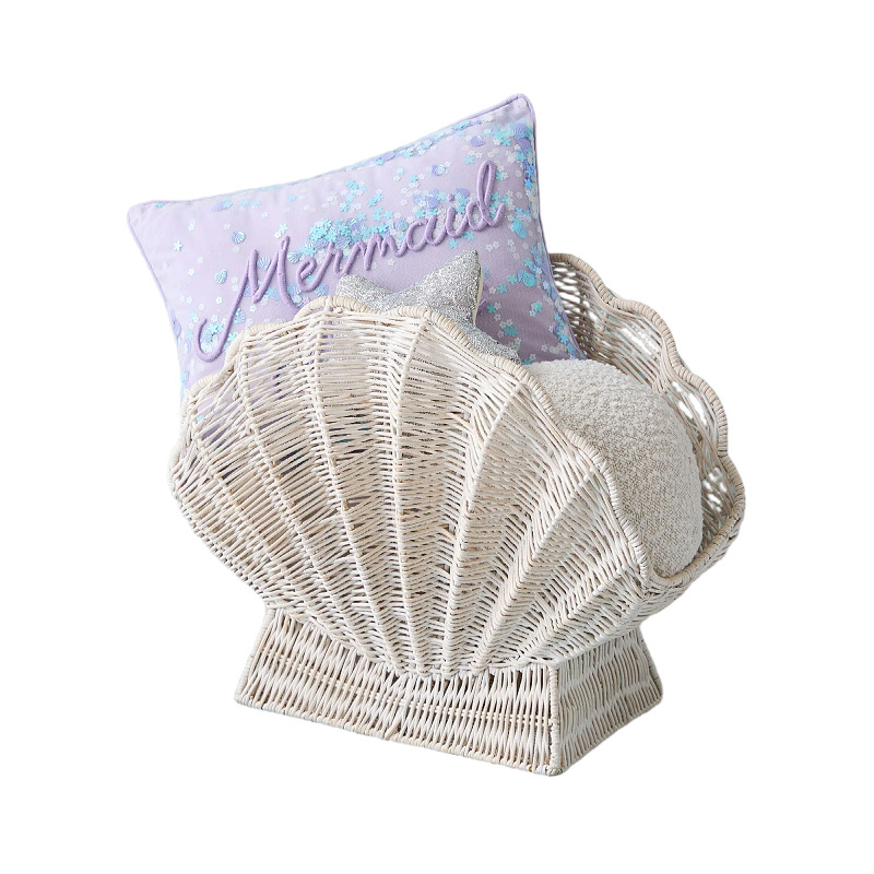 Cesta de almacenamiento de ropa conchas de caña dormitorio infantil cesta de almacenamiento doméstica snack juguetes libros cesta de almacenamiento de artículos diversos