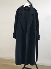 反季黑色呢子大衣女中长款2025年新款春夏韩版毛呢外套赫本风