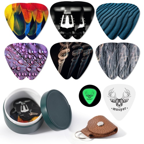 Muspor 13 Medium Celluloid Guitar Pick - Iron Box Packaging