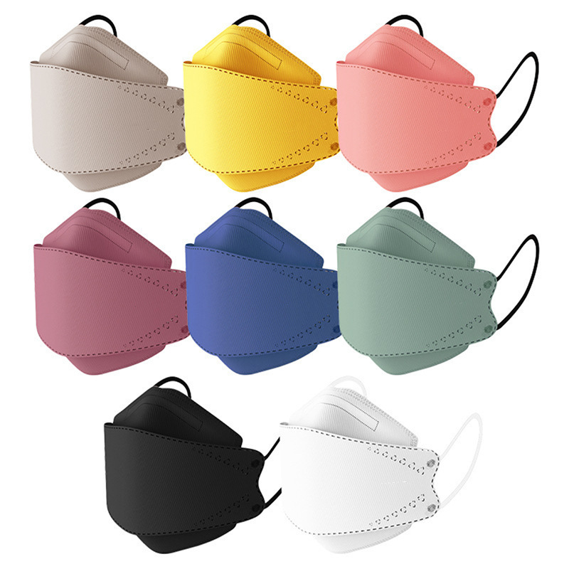 彩色韩版KN95柳叶鱼型口罩防飞沫同色耳带独立包装kn94mask印FFP2