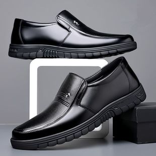 Factory Direct sales leather shoes men's casual Business Men's 2023 autumn versatile lazy middle-aged and elderly dad shoes leather shoes