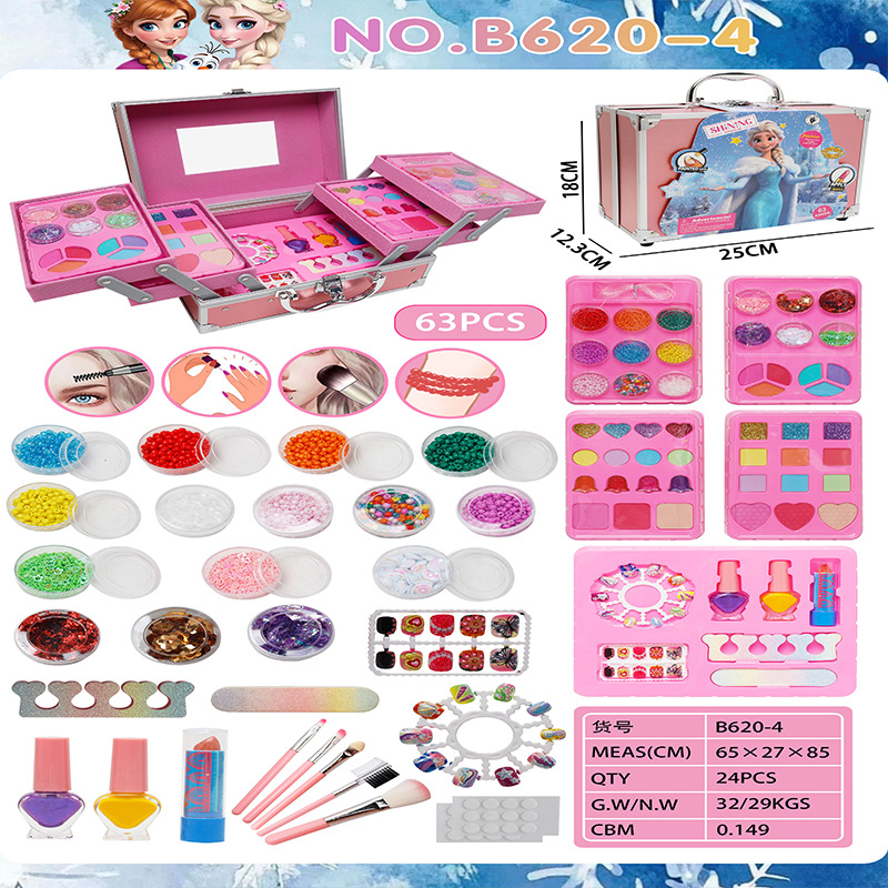 Niños maquillaje casero bolsas juguetes lápiz labial blush ojos esmalte de uñas princesa niña caja de cosméticos