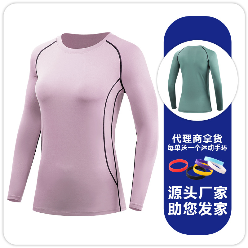 Camiseta Deportiva de Manga Larga para Mujer F8021 Seda de Leche Secado Rápido para Yoga y Running