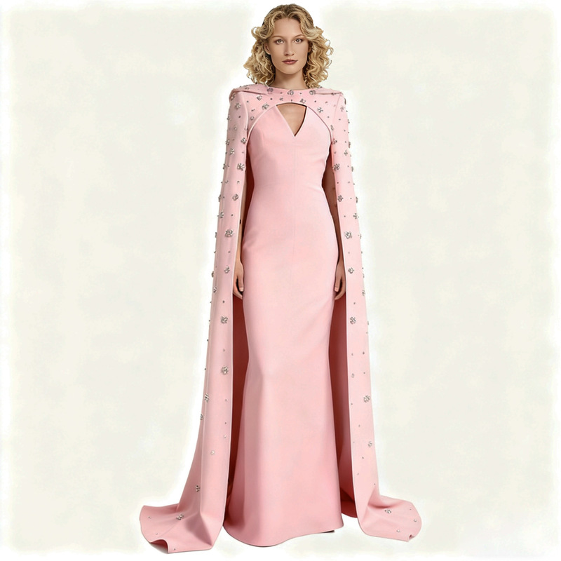 High-Quality In-Stock Long Evening Gown 2026 New Celebrity Series Heavy Beading and Rhinestone Embellished Long Dress with Train Sleeves High-Quality In-Stock Long Evening Gown 2026 New Celebrity Series Heavy Beading and Rhinestone Embellished Long Dress with Train Sleeves