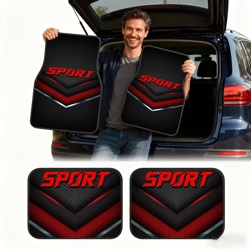 Universal Car Floor Mat Set of Four, Crystal Velvet Mats, Decorative Foot Pads, Dirt-Resistant, Customizable Cross-Border Set