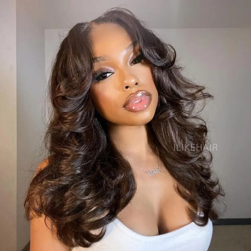 Cocoa brown loose waves layered, 13*4 lace, synthetic fiber wig Cocoa brown loose waves layered, 13*4 lace, synthetic fiber wig