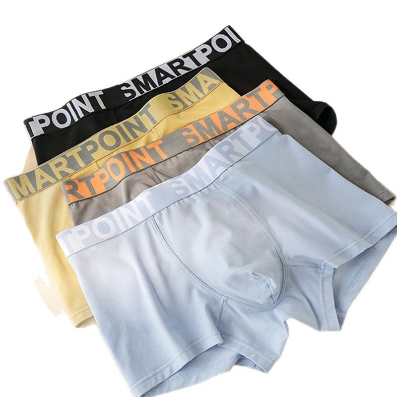 Calzoncillos bóxer de cintura media para hombre, shorts de cuatro esquinas, ropa interior juvenil para todas las estaciones, elegante, cómoda, deportiva, ropa interior masculina de puro algodón.