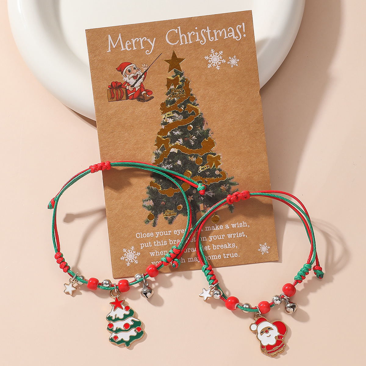 Europe and the United States cross-border all-match fashion bracelet creative super cute Santa Claus pendant adjustable couple hand rope Christmas