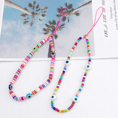 Yilian New Devil's Eye Phone Chain DIY Accessory Candy Color Rainbow Glass Beads Phone Anti-Lost Rope