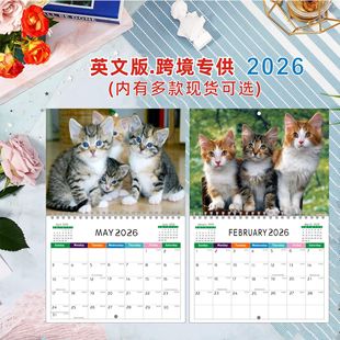 2026 Cross-Border Women's Wall Calendar American Holiday Production Creative Design English Calendar Can Be Printed with Pictures and Samples