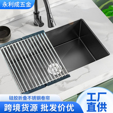 跨境不锈钢折叠沥水架碗碟卷帘家用厨房收纳硅胶沥水架