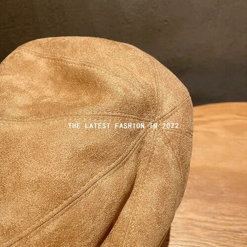 Hat women's autumn and winter suede internet celebrity black cold hat beret Japanese style pile hat big head circumference octagonal fisherman hat