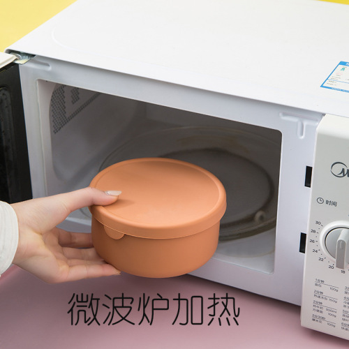 Silicone crisper box refrigerator crisper bowl lunch box microwave crisper sealed bowl round silicone crisper lunch box