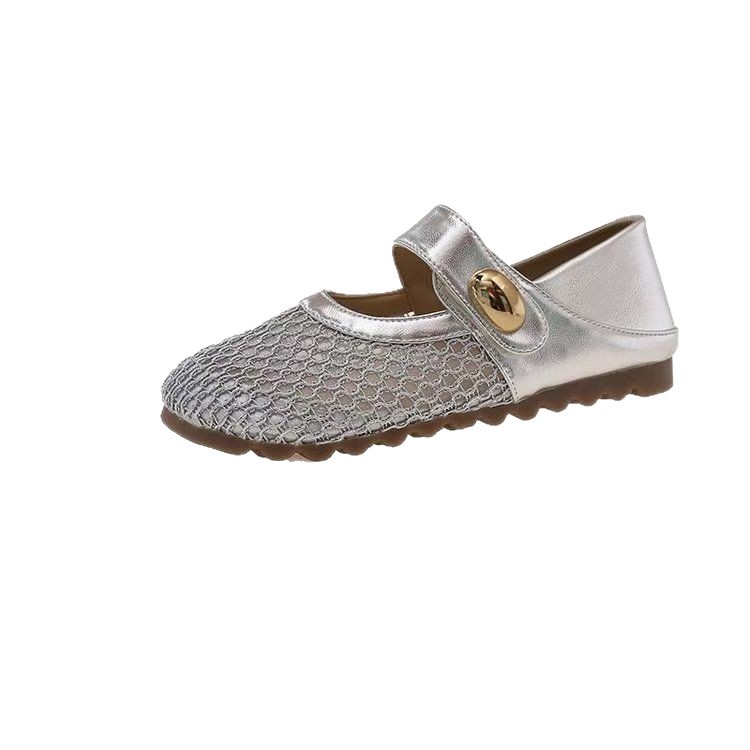 2026 primavera y verano nuevo hueco ventilado malla de tela de tela suave tejida poco profunda zapatos de moda de una sola pieza