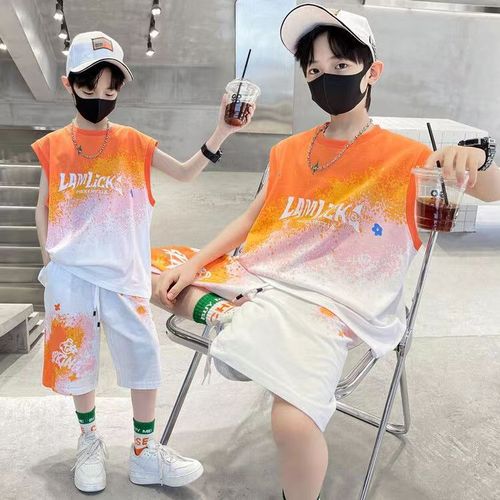 Boys summer suit basketball uniform  new summer sleeveless breathable quick-drying children's summer sports vest trendy