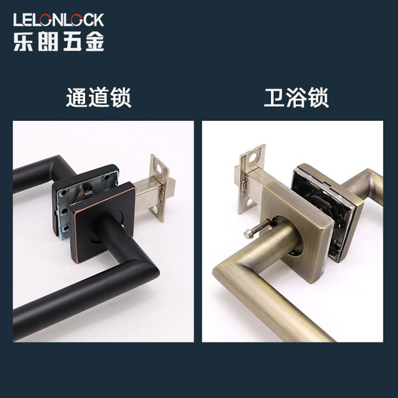 Acero inoxidable transfronterizo 304 cerradura de puerta americana cerradura cuadrada cerradura de mano de baño sin llave cerradura de puerta de lengua única cerradura de canal