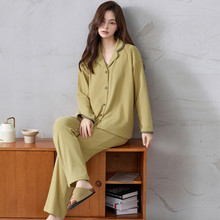 睡衣女德绒秋冬款阳离子保暖薄绒开衫长袖家居服简约冬天磨毛套装