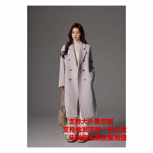 秘鲁进口时尚通勤苏力双面羊驼绒大衣女中长款毛呢外套一件代发
