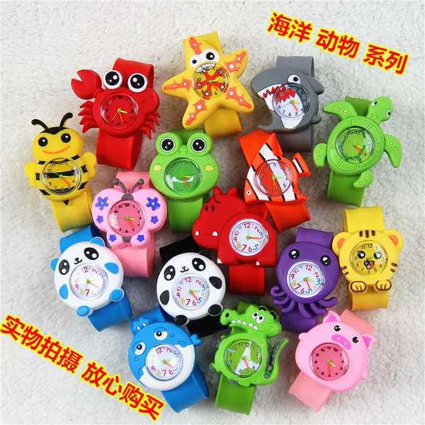 Children's Toy Watch Digital Watch Snap Ring Little Boy Girl Toddler Super Cute Cartoon Jelly Slap Watch Dropshipping