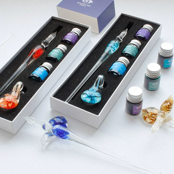Semiramis dip pen lion Merlot dip ink pen novel fashion glass pen color decoration color test pen gold powder