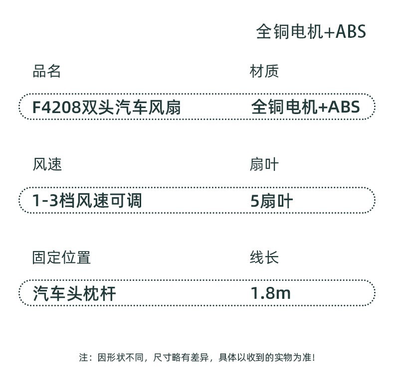 Car-Mounted Dual-Head Fan for Rear Seats, USB Interface Car Fan, Multifunctional Seat Back Dual-Head Electric Fan