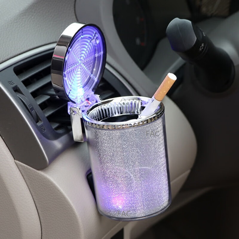 Car-mounted ashtray, high-temperature resistant, colorful, multifunctional, creative, hanging type, air vent ashtray with LED light for the car interior
