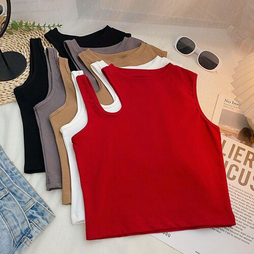 Summer Girl's Top Tank Top Baby Cute Kids Fashion Brand Korean Style Asymmetrical Shoulder Straps Solid Color Short Sleeve