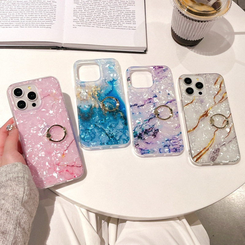 Apple Marble Phone Case 17 Pro Max Ring Diamond Shell Pattern Suitable for Iphone16 Soft Case 15