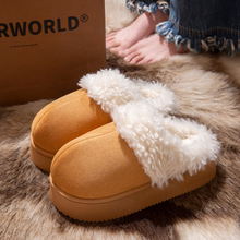 厚底毛绒包头毛毛拖鞋女外穿2025秋冬新款皮毛一体雪地靴加绒棉拖
