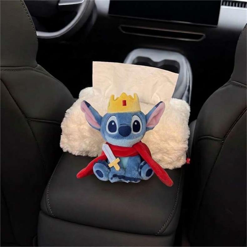 2026 New Car Tissue Box, Car Interior Armrest Tissue Holder, Seat-Mounted Car Tissue Bag, Cute Stitch Design