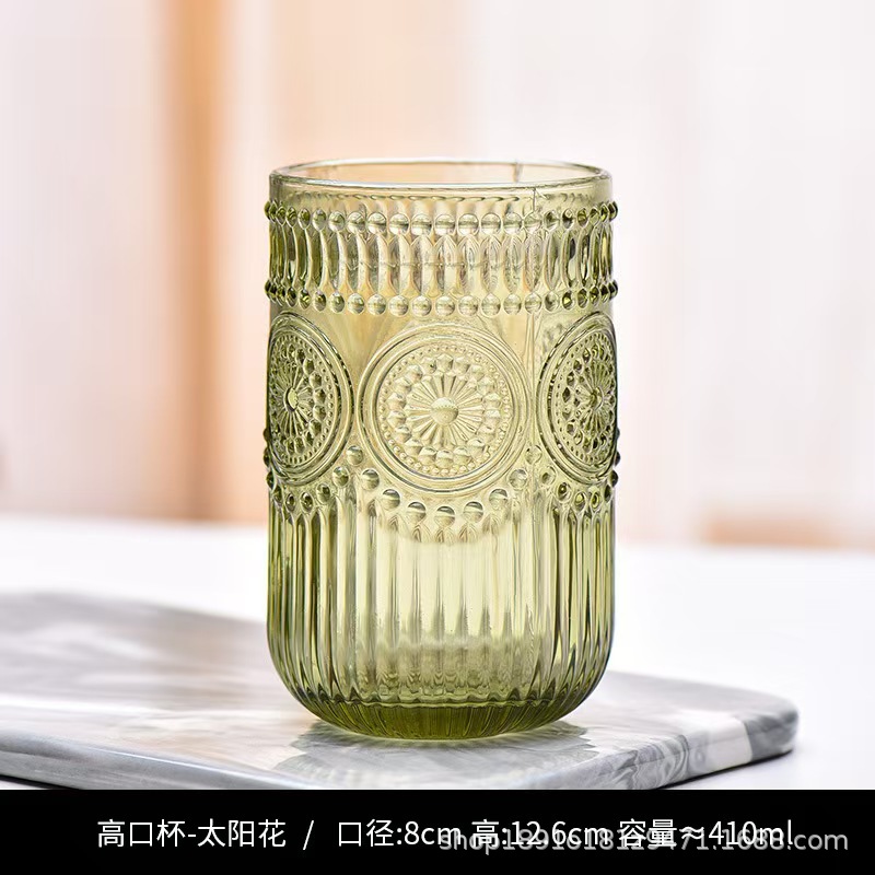 Nuevo retrógrado tallado alto taza de agua taza de vino taza de bebida creativa elegante casa hotel café utensilios de vino
