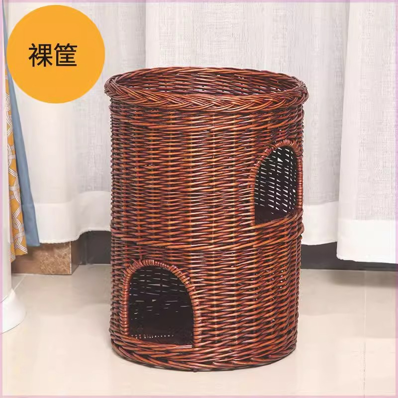 Nido de gato de caña caliente felino de cuatro estaciones desmontable general casa de gato villa pequeña perro de casa de gato felino de sauce estera